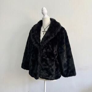 Indie Sleaze Faux Fur Coat Leather Sleeves 90s Vamp